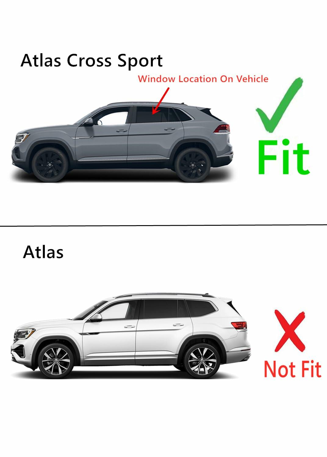 Tempered Driver Left Side Rear Door Window Door Glass Compatible with Volkswagen Atlas Cross Sport 2020-2026 Models