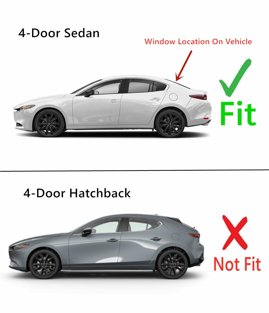 Heated Rear Back Window Back Glass Compatible with Mazda 3 4-Door Sedan 2019-2026 Models (Not For Hatchback)