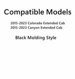 Black Molding Style Driver Left Side Quarter Window Quarter Glass Compatible with Chevrolet Colorado GMC Canyon 2015-2023 Extended Cab Models