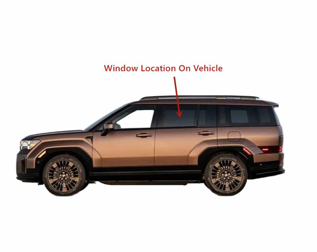 Tempered Driver Left Side Rear Door Window Door Glass Compatible with Hyundai Santa Fe 2024-2026 Models