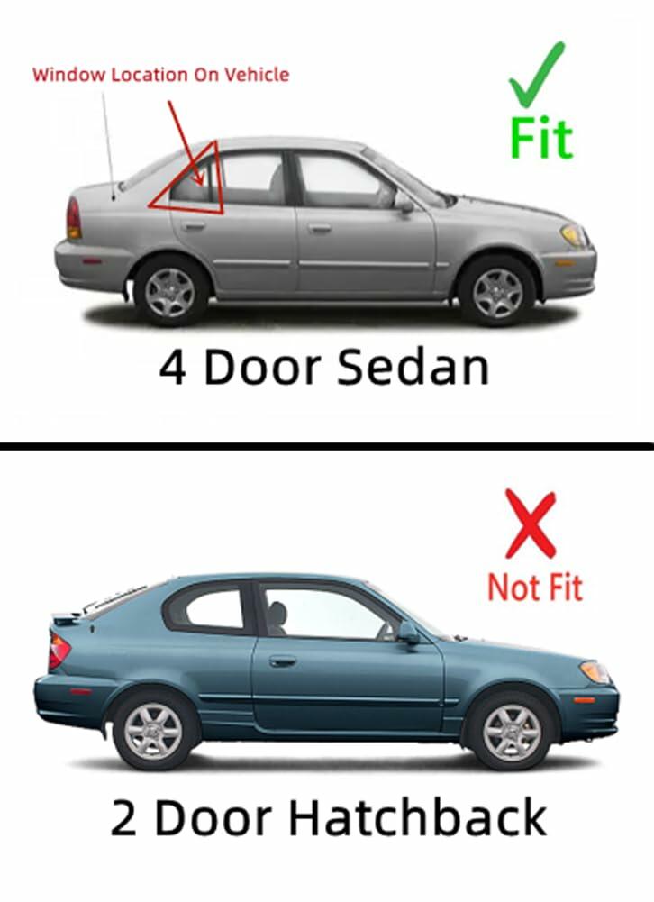 Passenger Right Side Rear Vent Window Vent Glass Compatible with Hyundai Accent 2000-2005/ Dodge Verna 2004-2005 4 Door Models