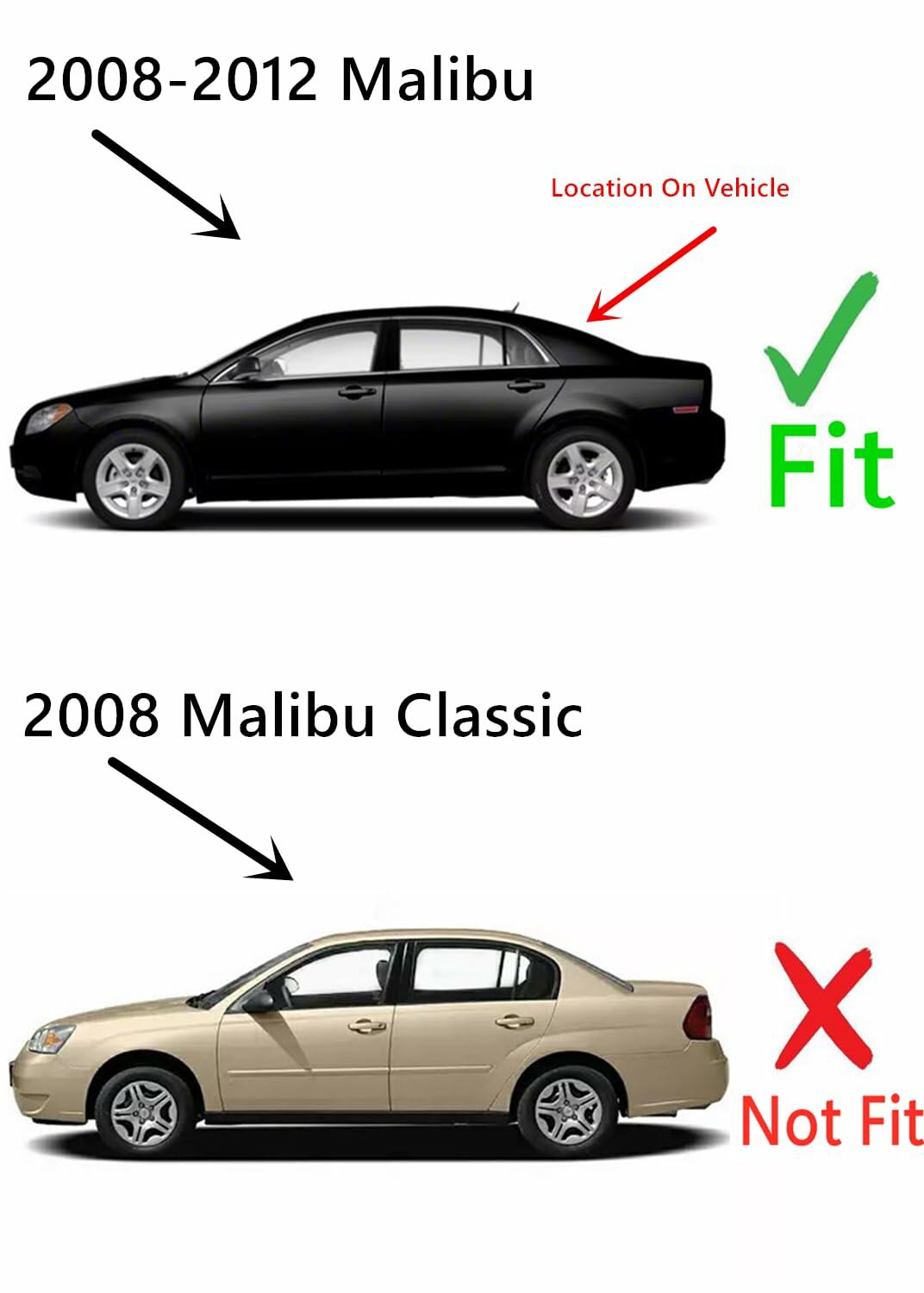 Heated Back Window Back Glass Compatible with Chevrolet Malibu 2008-2012 Models (Not For Malibu Classic)