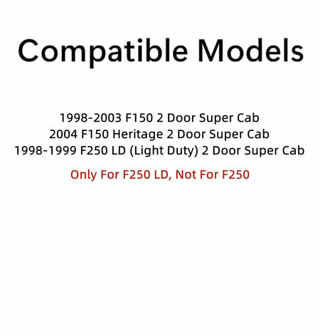 Stationary Driver Left Side Rear Quarter Window Quarter Glass Compatible with Ford F150 1998-2003 / F250LD (Light Duty Only) 1998-1999 / F150Heritage 2004 2-Door Super Cab Models