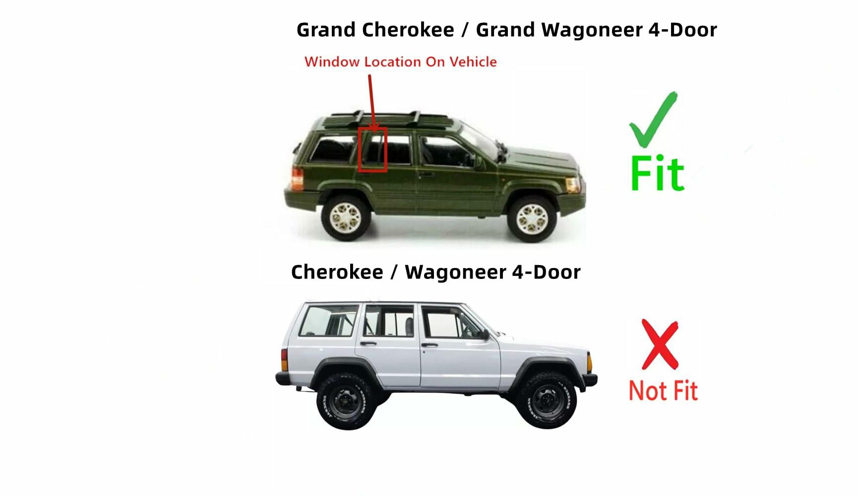 Passenger Right Side Rear Vent Glass Vent Window Compatible with Jeep Grand Cherokee 1993-1998 / Grand Wagoneer 1993 4-Door Models