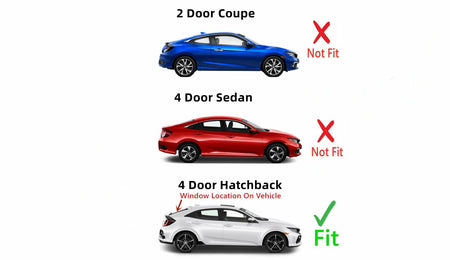 Heated Back Window Back Glass Compatible with Honda Civic 4 Door Hatchback 2017-2021 Models