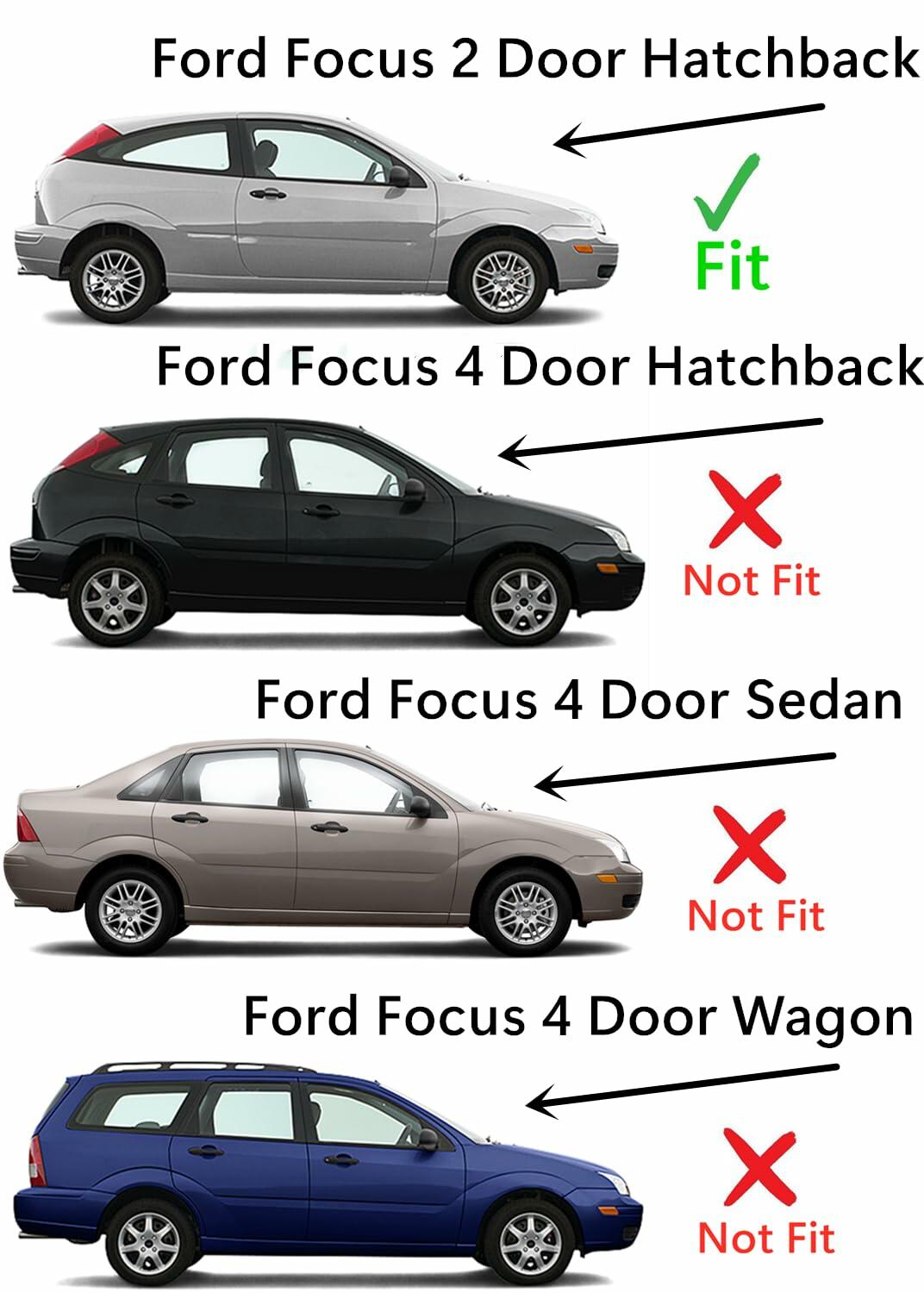 Passenger Right Side Quarter Glass Quarter Window Compatible with Ford Focus 2 Door Hatchback 2000-2007 Models