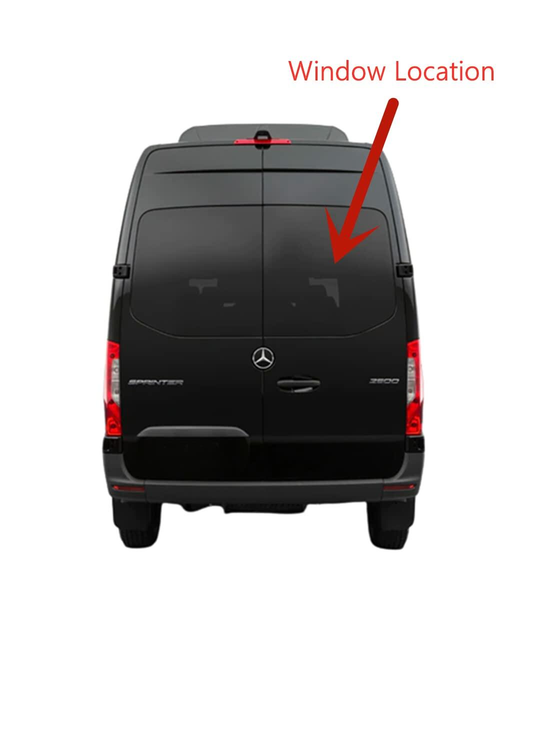 Heated Back Window Back Glass Passenger Right Side No Wiper Hole Style Compatible with Mercedes Benz Sprinter 1500 2500 3500 4500 2019-2026 Models
