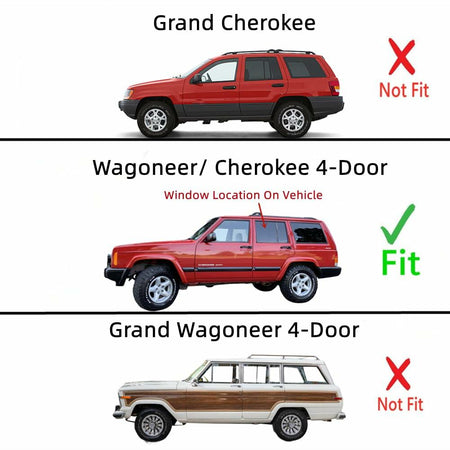 Privacy Driver Left Side Rear Door Window Door Glass Compatible with Jeep Cherokee 1984-2001 Wagoneer 1984-1990 4 Door Models
