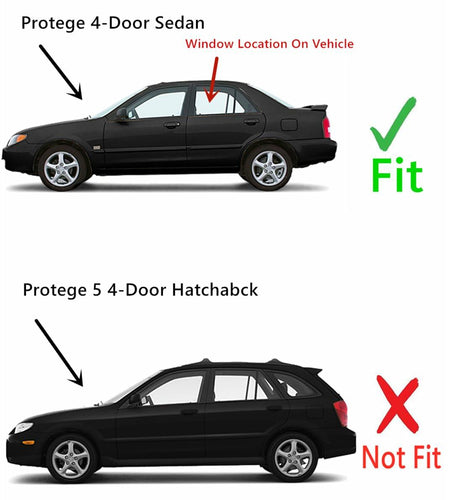 Driver Left Side Rear Door Window Door Glass Compatible with Mazda Protege 1999-2003 Models