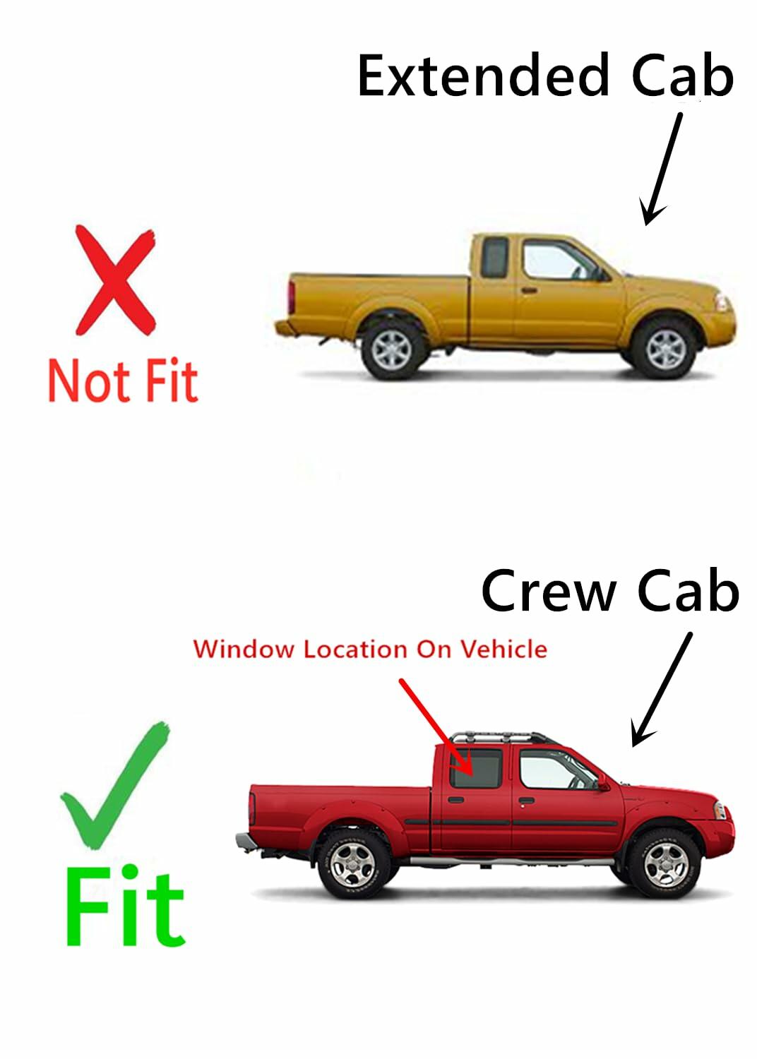 Passenger Right Side Rear Door Window Door Glass Compatible with Nissan Frontier Pickup 4 Door Crew 2000-2004 Models