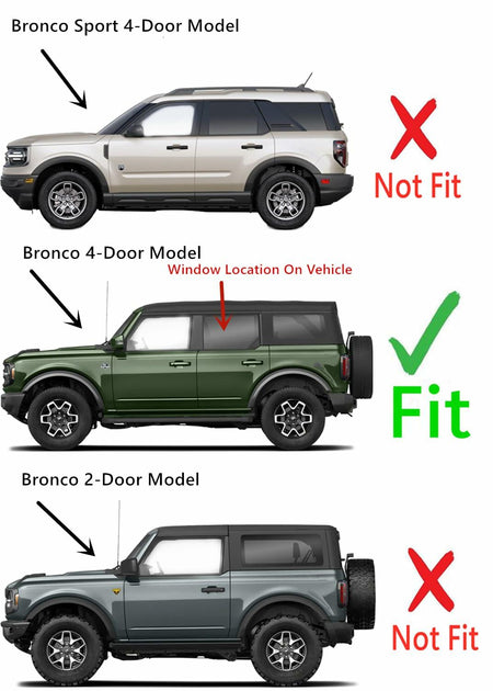 OEM Tempered Privacy Driver Left Side Rear Door Window Door Glass Compatible with Ford Bronco 2021-2026 4 Door Models