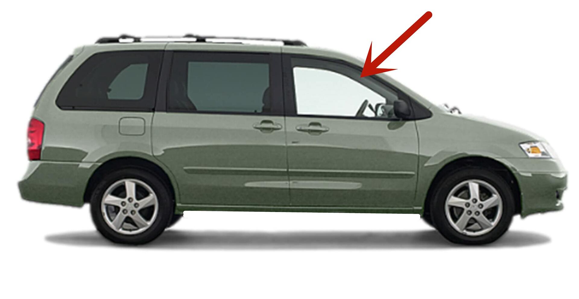 Passenger Right Side Front Door Window Door Glass Compatible with Mazda MPV 2000-2006 Models