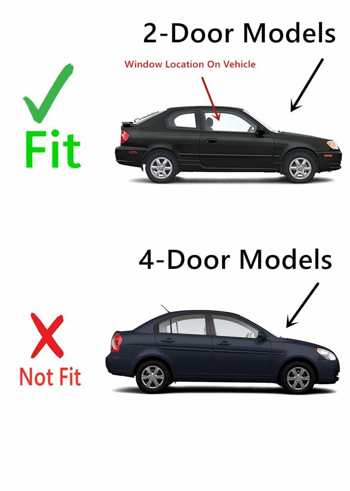 Passenger Right Side Door Window Door Glass Compatible with Hyundai Accent/Dodge Verna 2 Door Hatchback 2000-2006 Models