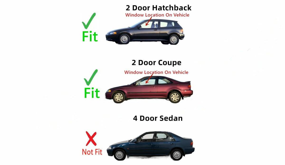 Driver Left Side Door Window Door Glass Compatible with Honda Civic 2 Door Coupe/ Hatchback 1992-1995 Models