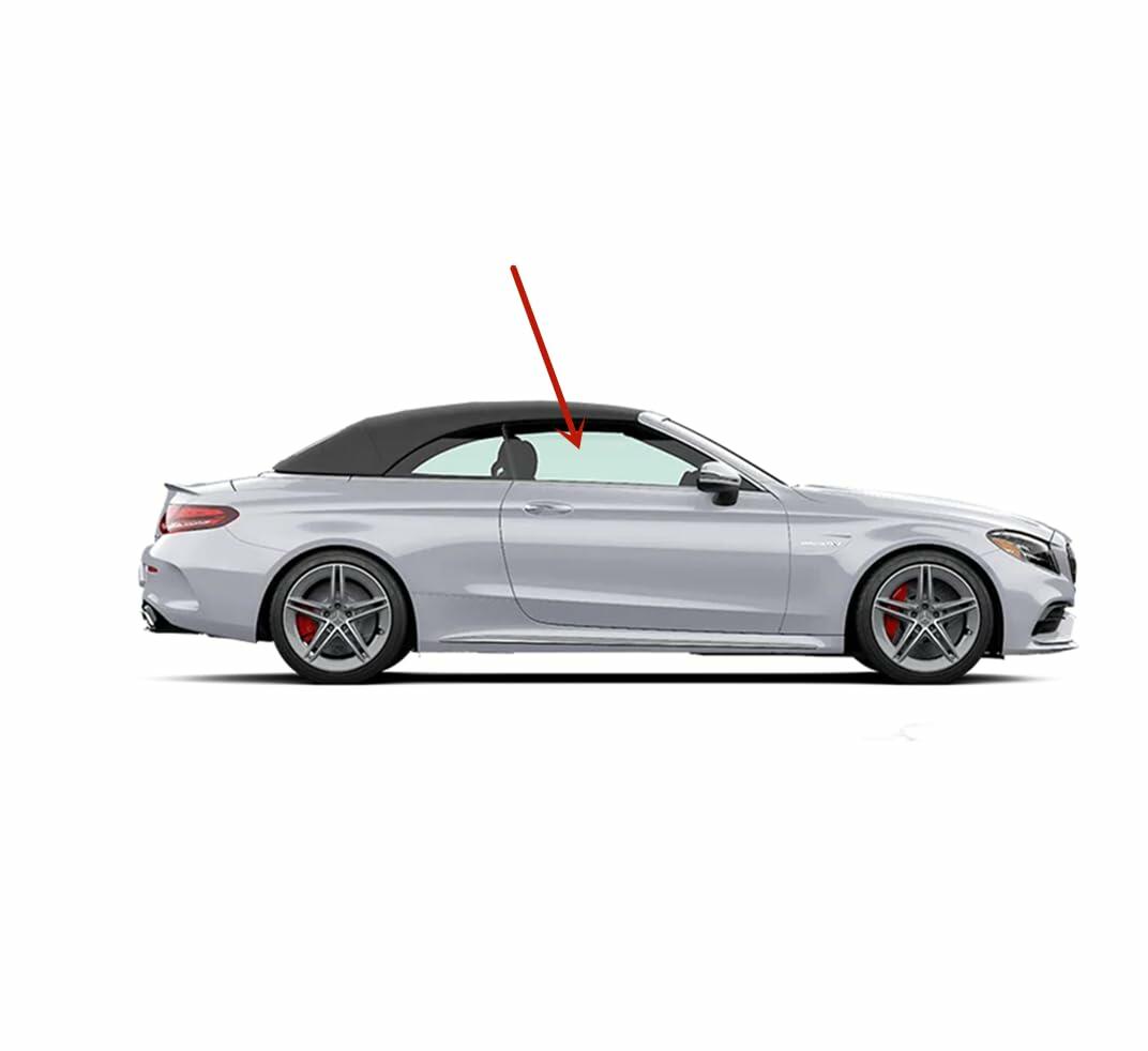 Tempered Passenger Right Side Door Window Door Glass Compatible with Mercedes Benz C300 C43AMG C63AMG 2017-2023 2-Door Convertible Models