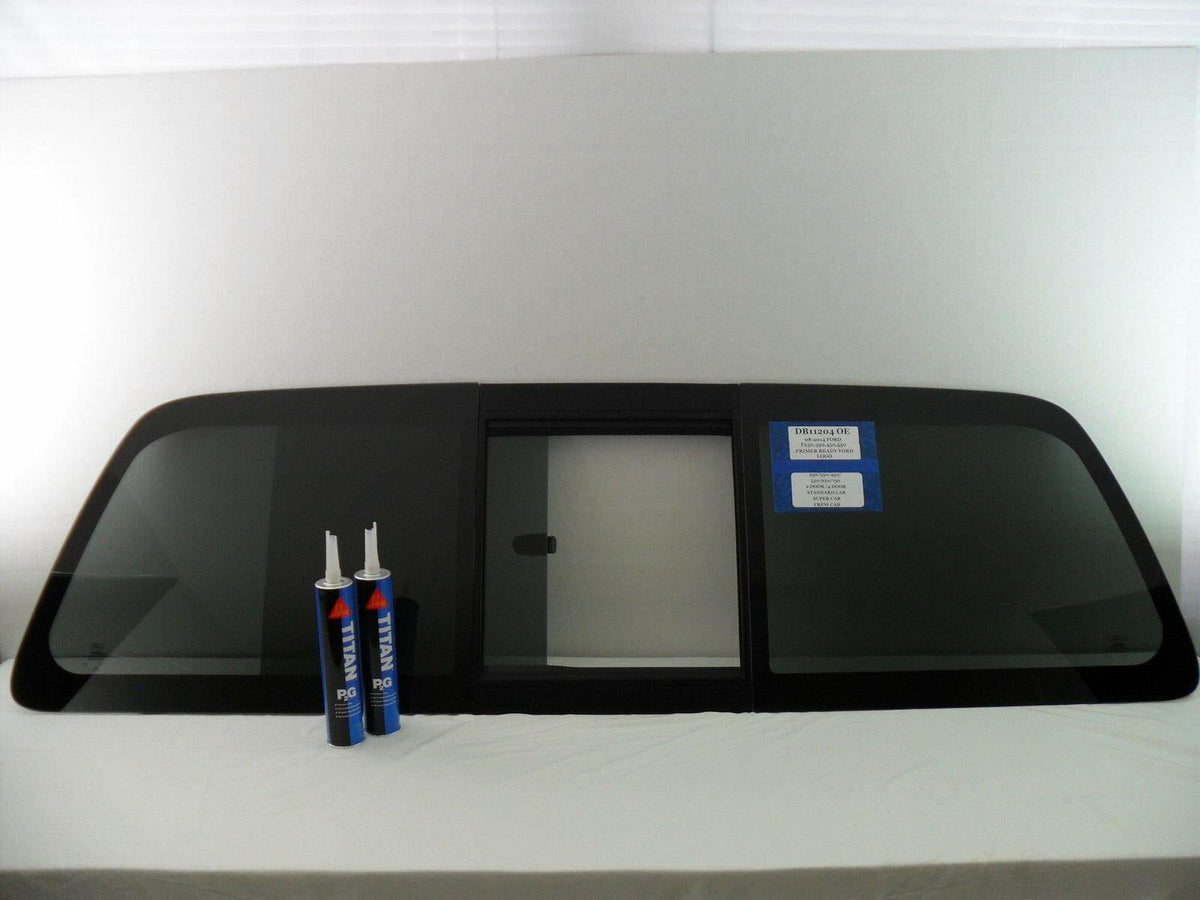 OE W/ Logo Sliding Window Back Glass Manual Back Slider Compatible with Ford F-Series (F250 F350 F450 F550) 2008-2016 Models / F-Series (F650 F750) 2008-2022 Models Pickup