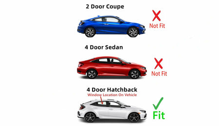 Passenger Right Side Rear Door Window Door Glass Compatible with Honda Civic 4 Door Hatchback 2017-2021 Models