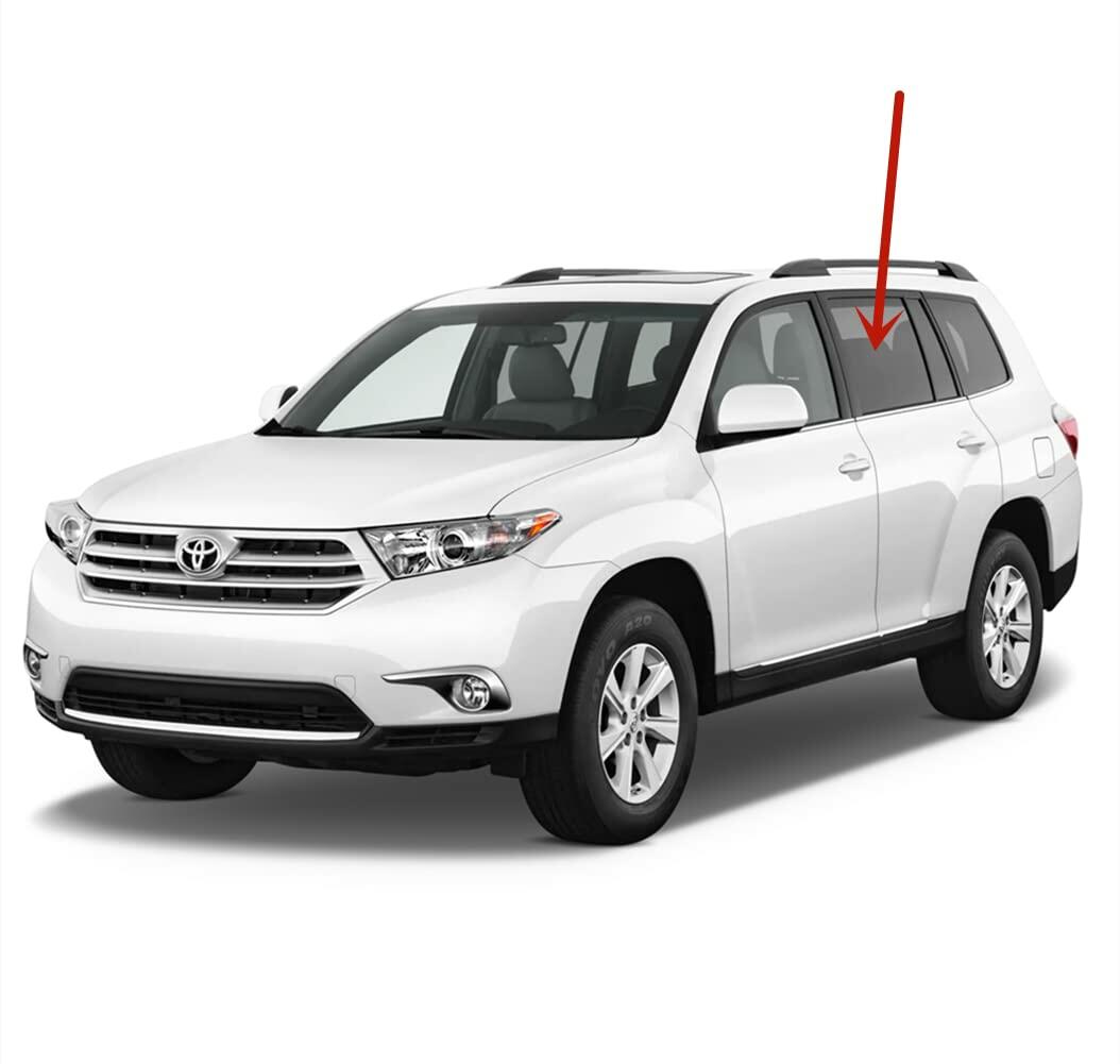 Driver Left Side Rear Door Window Door Glass Compatible with Toyota Highlander 2008-2013 Models
