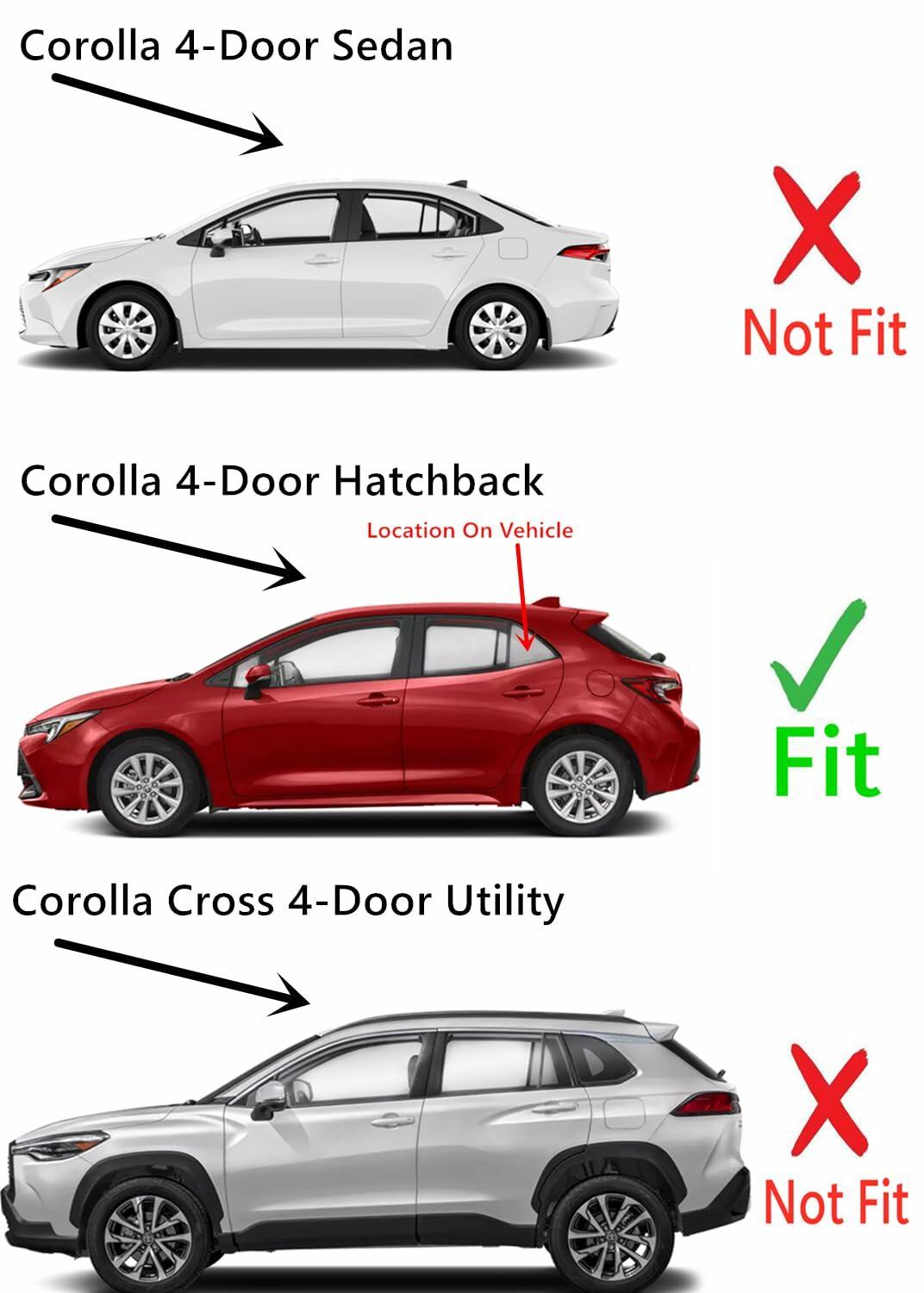Driver Left Side Rear Vent Window Vent Glass Compatible with Toyota Corolla / Corolla GR 4 Door Hatchback 2019-2026 Models