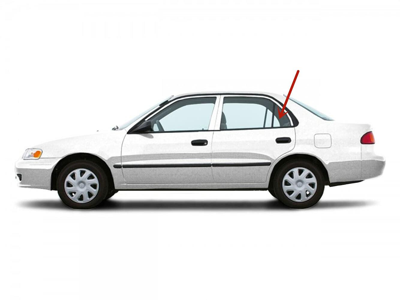 Driver Left Side Rear Vent Window Vent Glass Compatible with Toyota Corolla/Chevrolet Prizm 4 Door Sedan 1998-2002 Models