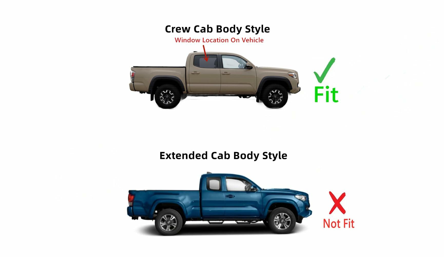 Passenger Right Side Rear Door Window Door Glass Compatible with Toyota Tacoma Pickup 4 Door Crew Cab 2016-2023 Models
