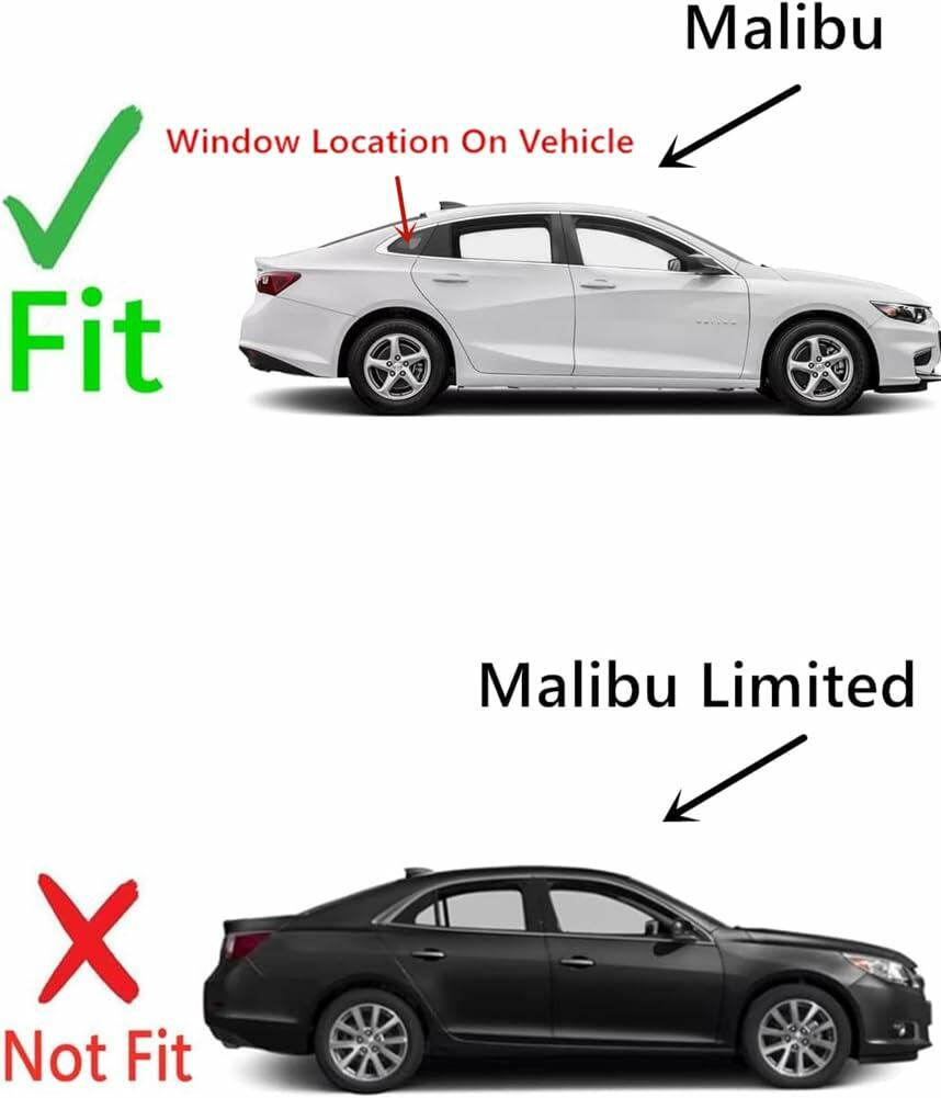 OEM Passenger Right Side Quarter Window Quarter Glass Compatible with Chevrolet Malibu 2016-2025 Models