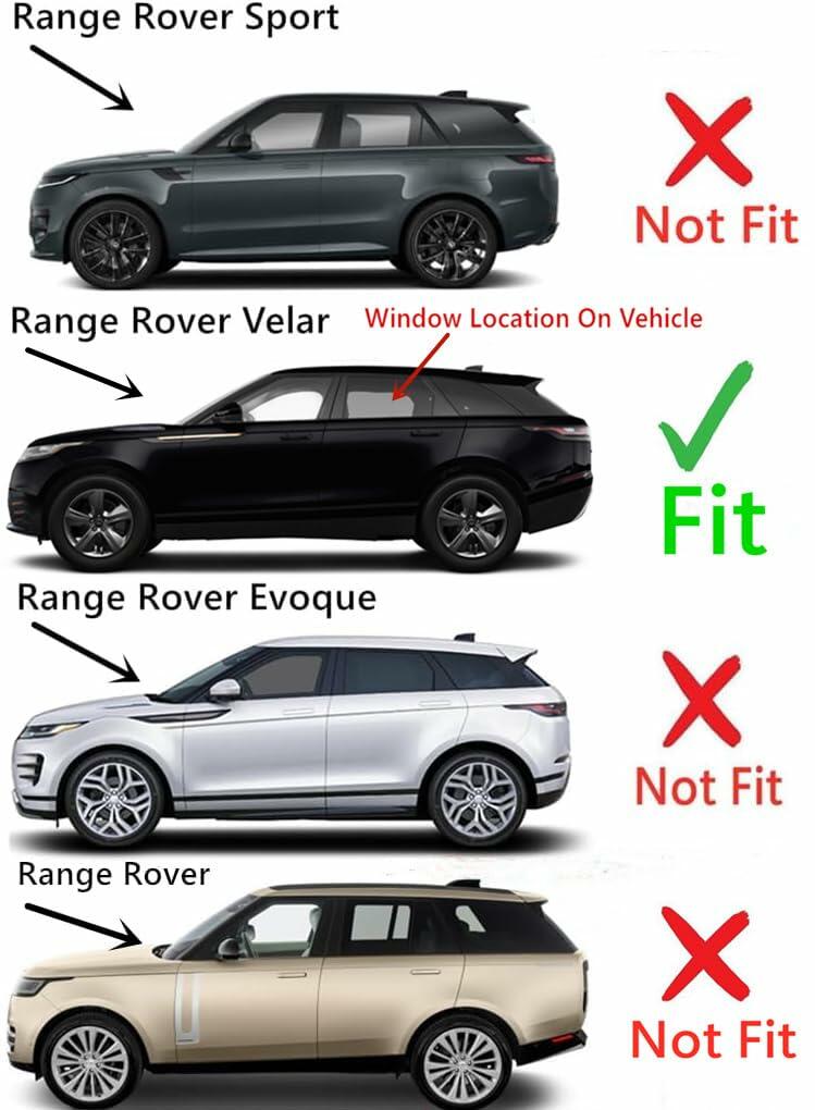Tempered Driver Left Side Rear Door Window Door Glass Compatible with Land Rover Range Rover Velar 2018-2025 Models