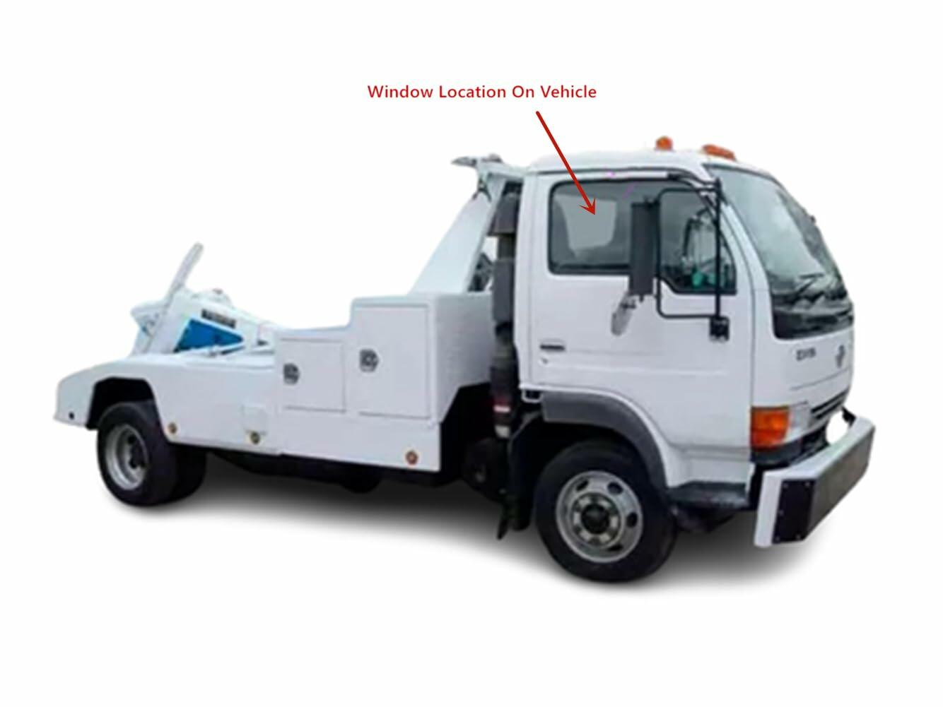 Passenger Right Side Front Door Window Door Glass Compatible with Nissan UD1200 1999-2004 / UD1300 2005-2007 / UD1400 1993-2011 / UD1800CS 1999-2004 Models