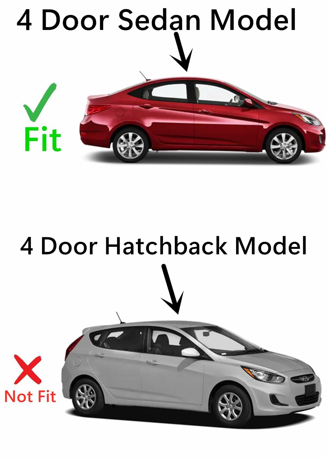 Tempered Passenger Right Side Rear Door Window Door Glass Compatible with Hyundai Accent 4 Door Sedan 2012-2017 Models