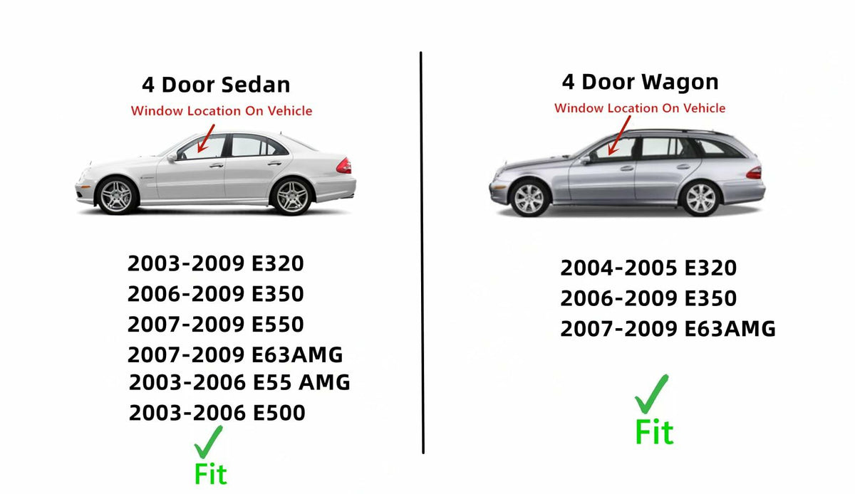 Driver Left Side Front Door Window Door Glass Compatible with Mercedes Benz E320 E350 E500 E550 E55AMG E63AMG 2003-2009 4 Door Sedan / E350 E320 E63AMG 2004-2009 4 Door Wagon Models