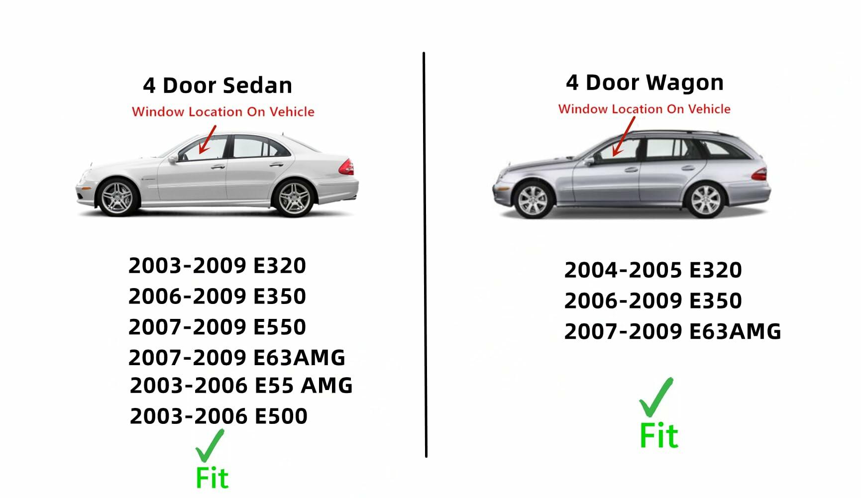 Driver Left Side Front Door Window Door Glass Compatible with Mercedes Benz E320 E350 E500 E550 E55AMG E63AMG 2003-2009 4 Door Sedan / E350 E320 E63AMG 2004-2009 4 Door Wagon Models