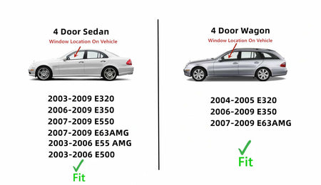 Driver Left Side Front Door Window Door Glass Compatible with Mercedes Benz E320 E350 E500 E550 E55AMG E63AMG 2003-2009 4 Door Sedan / E350 E320 E63AMG 2004-2009 4 Door Wagon Models