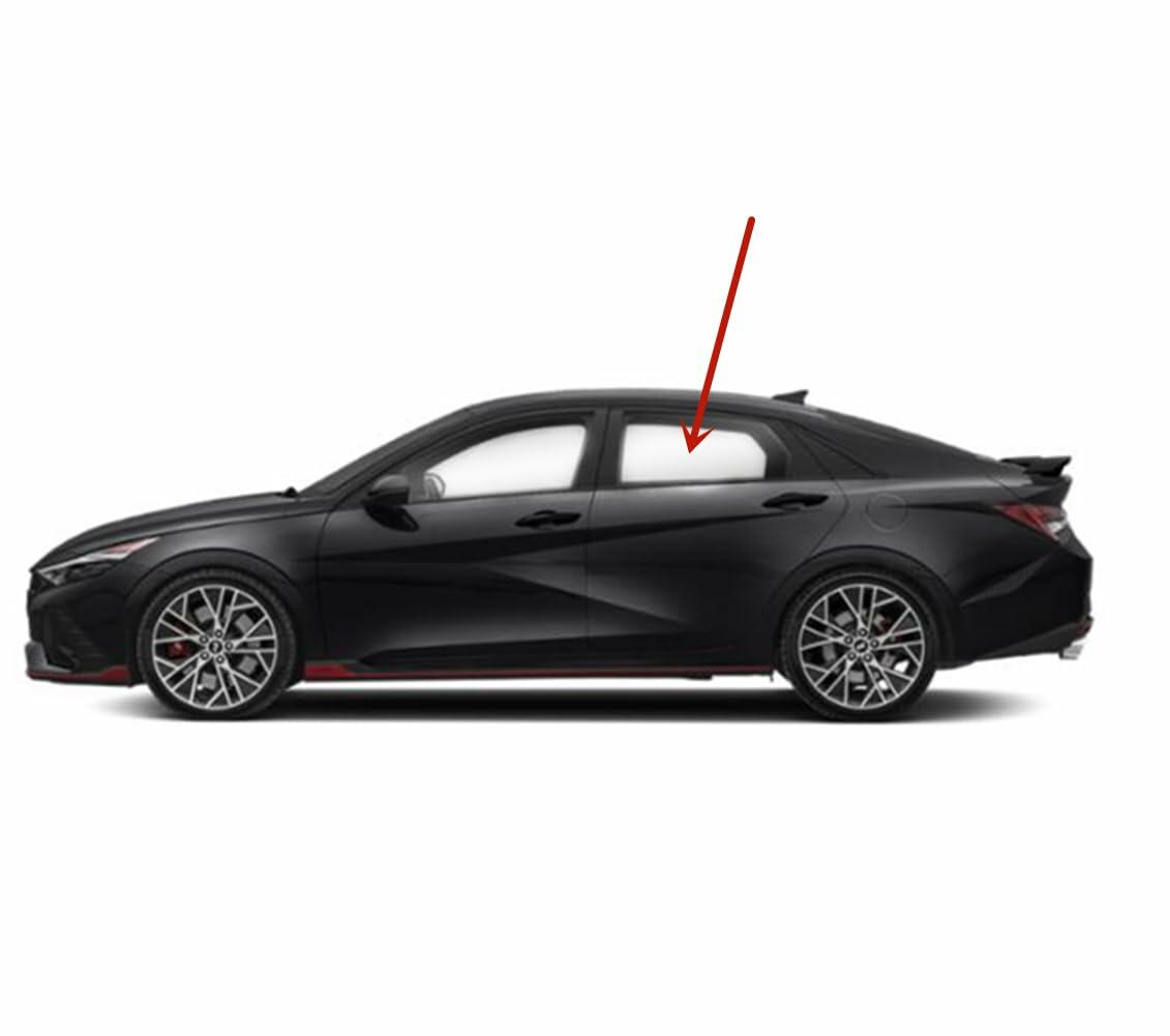 Tempered Driver Left Side Rear Door Window Door Glass Compatible with Hyundai Elantra / Elantra N 2021-2026 Models