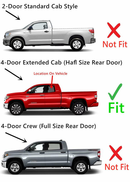 Driver Left Side Rear Door Window Door Glass Compatible with Toyota Tundra Pickup 4 Door Extended Cab 2007-2021 Models