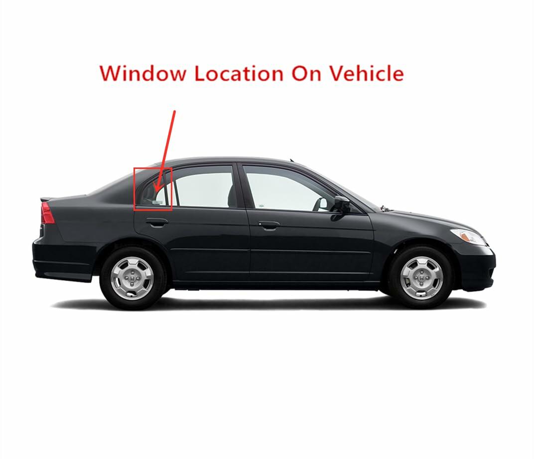 Passenger Right Side Rear Vent Window Vent Glass Compatible with Honda Civic 4 Door Sedan 2001-2005 Models