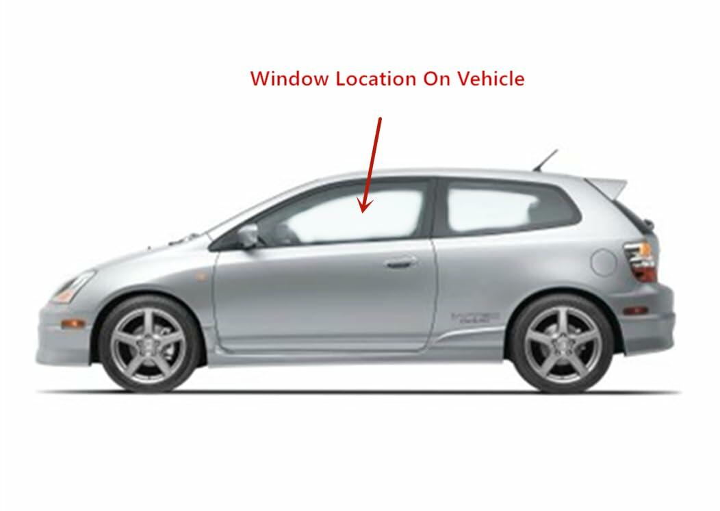 Driver Left Door Window Door Glass Compatible with Honda Civic Si 2 Door Hatchback 2002-2005 Models