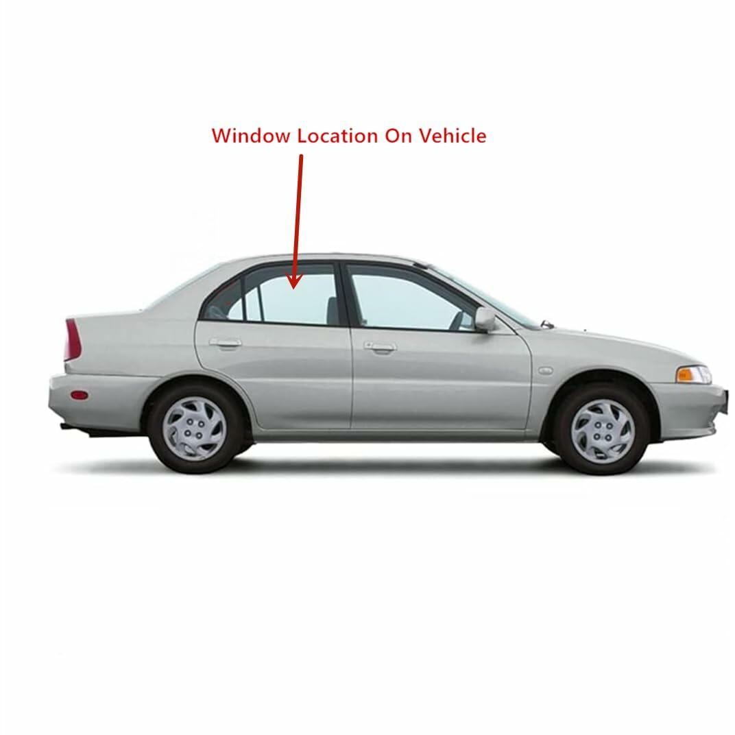 Passenger Right Side Rear Door Window Door Glass Compatible with Mitsubishi Mirage 4 Door Sedan 1997-2001 Models