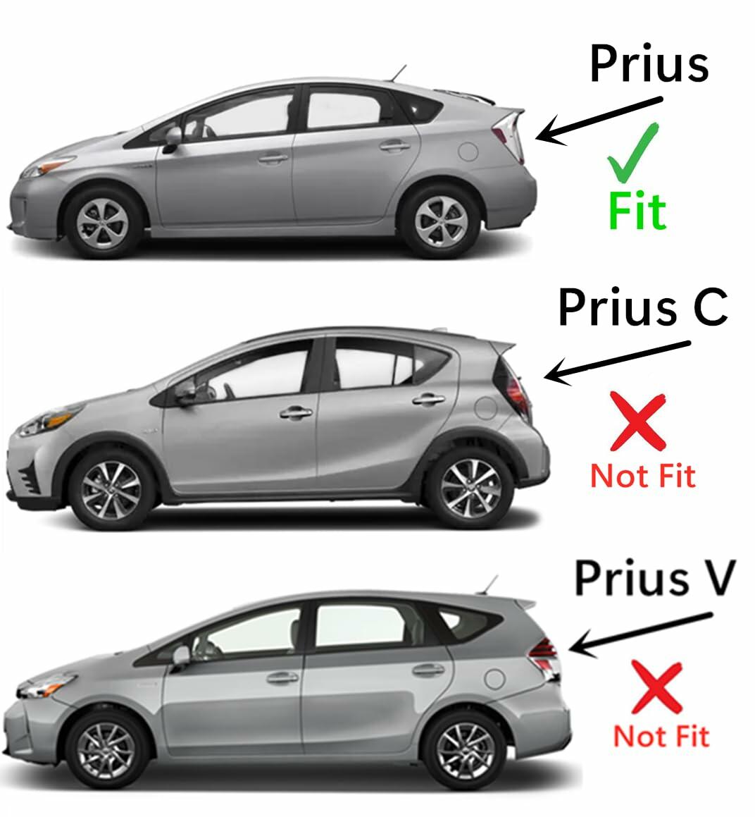 Driver Left Side Rear Door Window Door Glass Compatible with Toyota Prius 4 Door Hatchback 2010-2015 Models