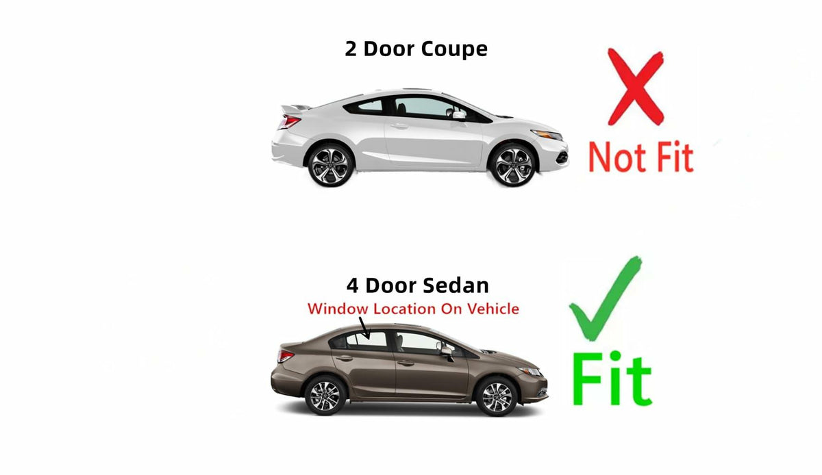 Passenger Right Side Rear Door Window Door Glass Compatible with Honda Civic 4 Door Sedan 2012-2015 Models