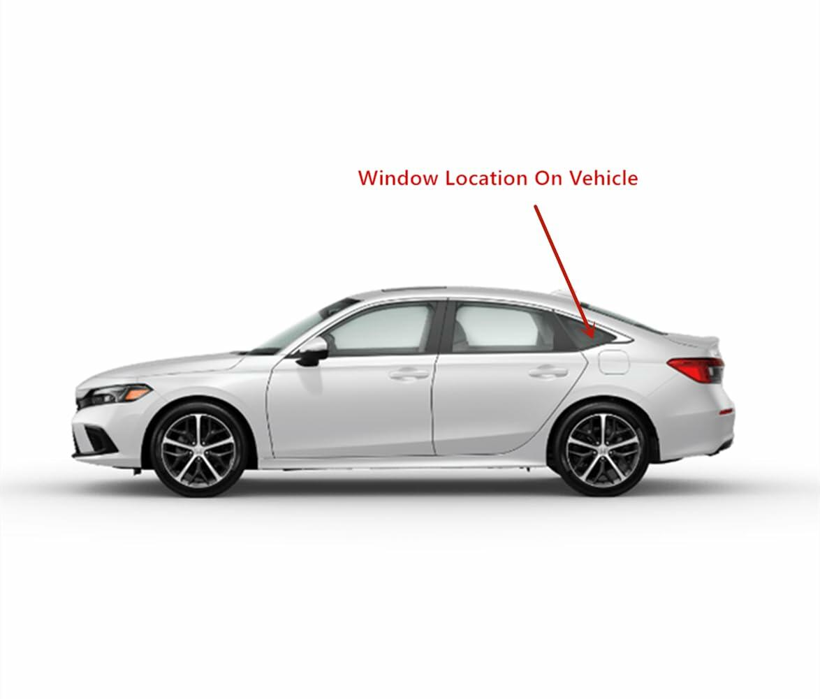 Tempered Chrome Molding Style Driver Left Side Quarter Window Quarter Glass Compatible with Honda Civic 4-Door Sedan 2022-2026 Models