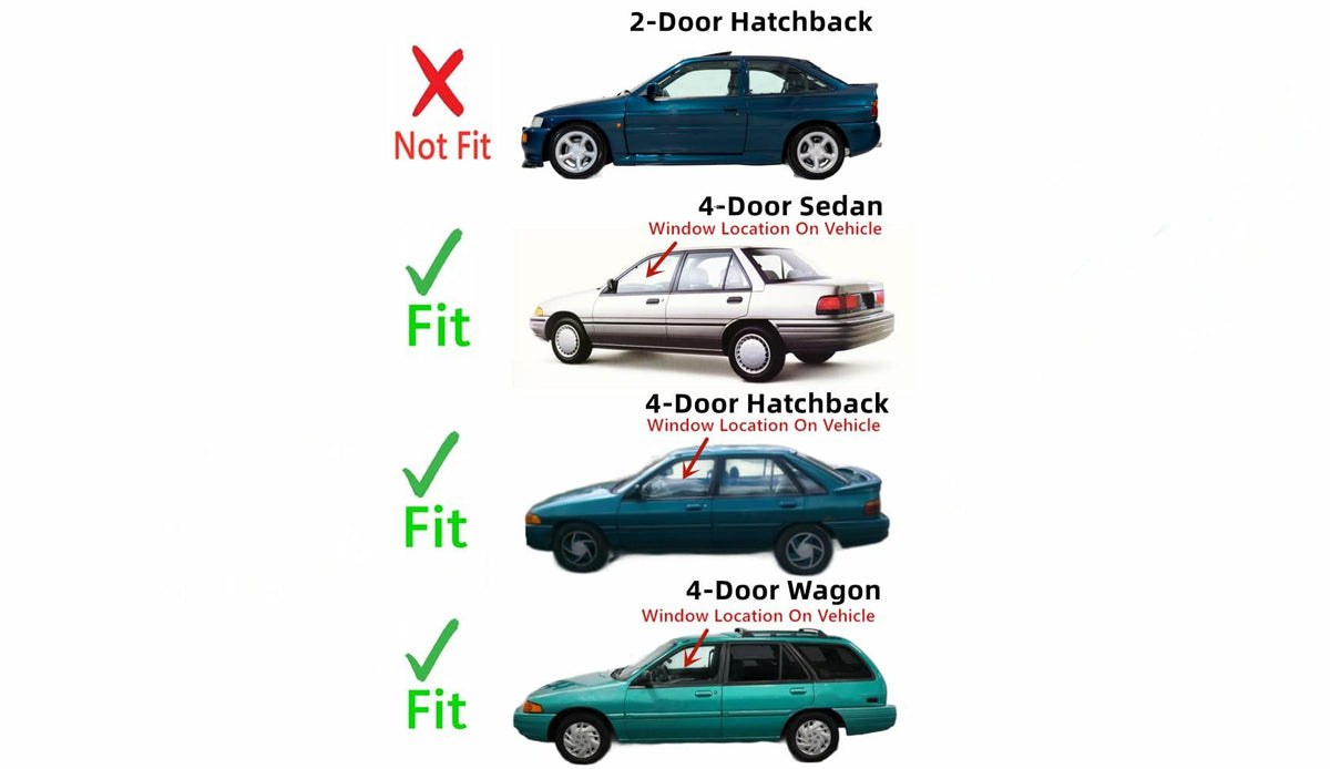 Driver Left Side Front Door Window Door Glass Compatible with Mercury Tracer/Ford Escort 1994-1996 4 Door Models