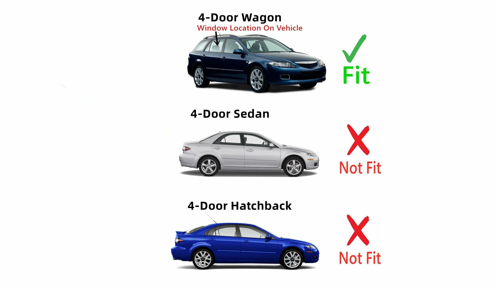 Passenger Right Side Rear Door Window Door Glass Compatible with Mazda 6 2004-2008 4 Door Station Wagon Models