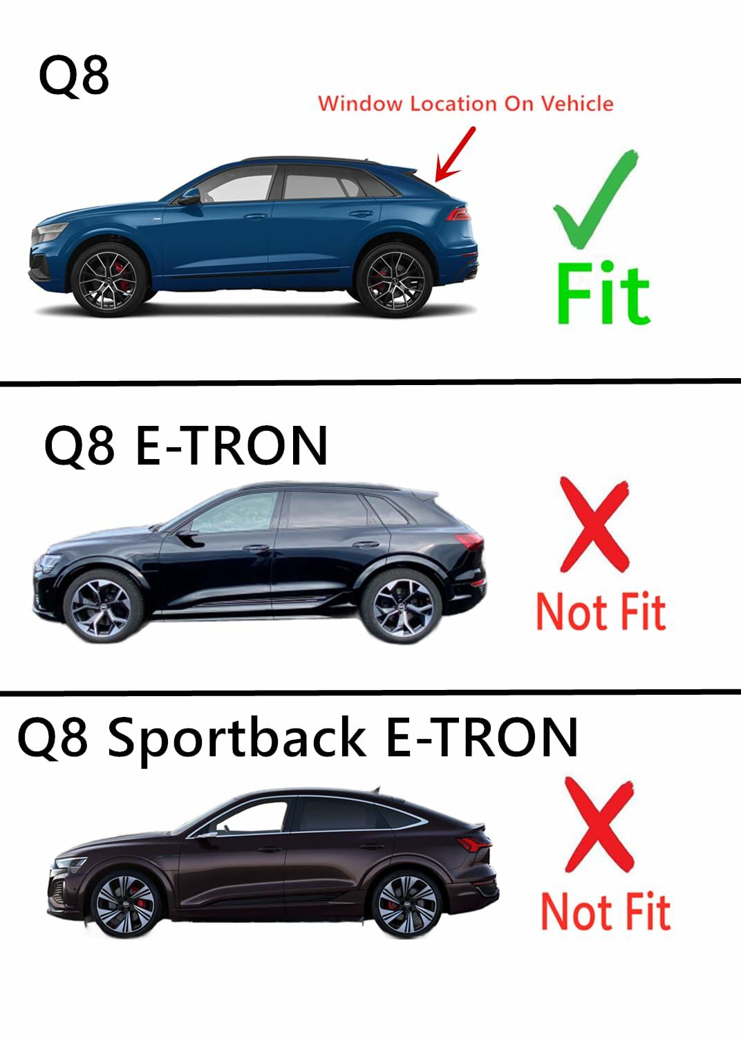 Tempered Heated Rear Tailgate Back Window Back Glass Compatible with Audi Q8 2019-2026 Models (Not For Q8 E-TRON)