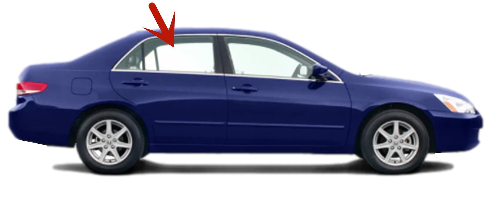 Passenger Right Side Rear Door Window Door Glass Compatible with Honda Accord 4 Door Sedan 2003-2007 Models