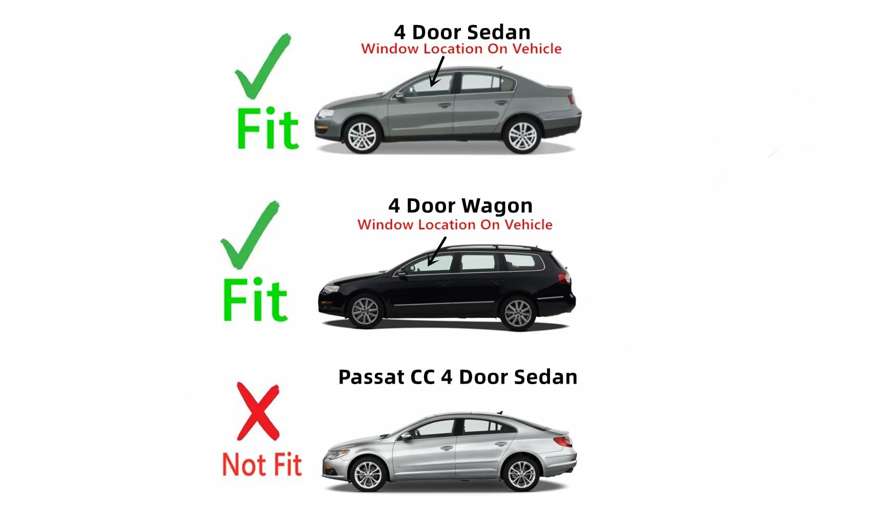 Driver Left Side Front Door Window Door Glass Compatible with Volkswagen Passat 4 Door Sedan 2006-2011 Models