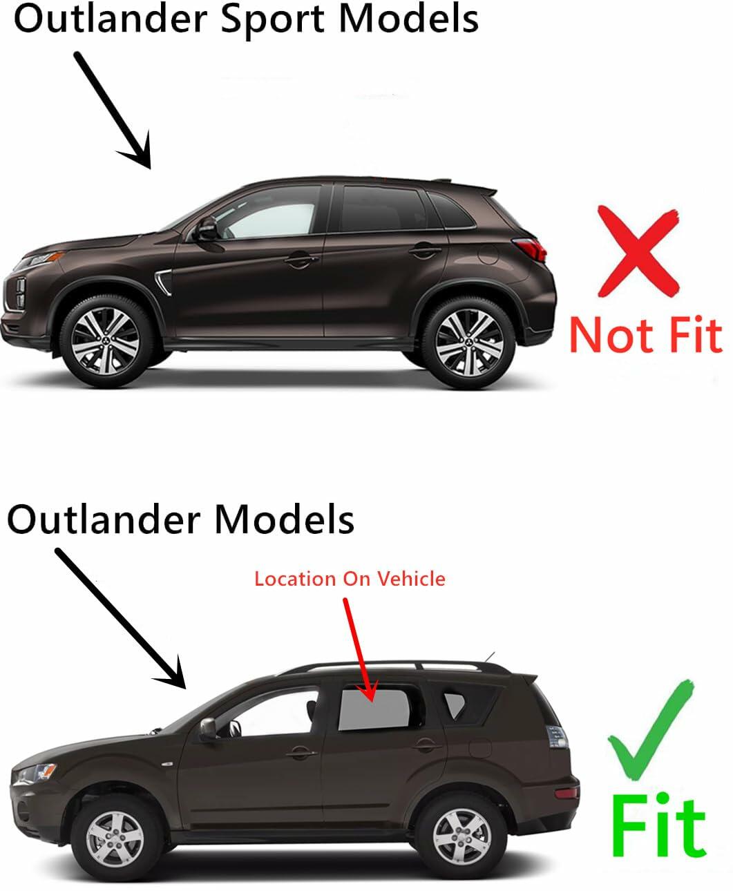 Driver Left Side Rear Door Window Door Glass Compatible with Mitsubishi Outlander 2007-2013 Models