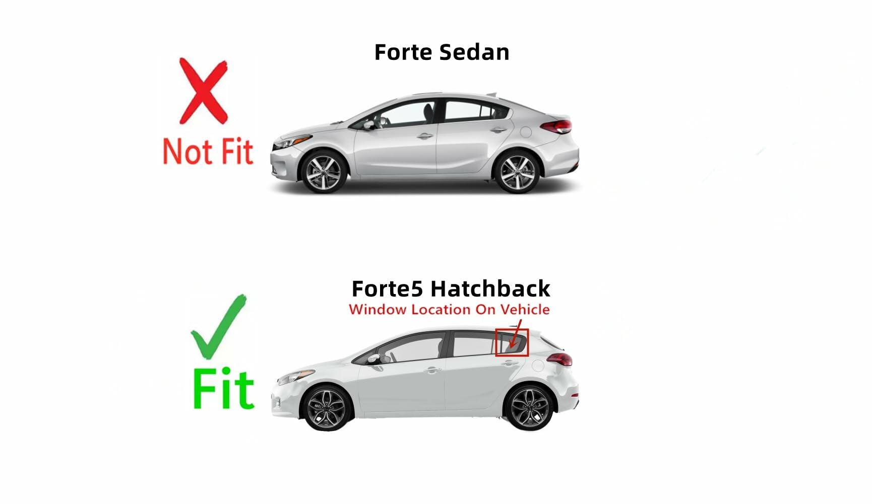 Driver Left Side Rear Vent Window Vent Glass Compatible with Kia Forte5 4 Door Hatchback 2014-2018 Models
