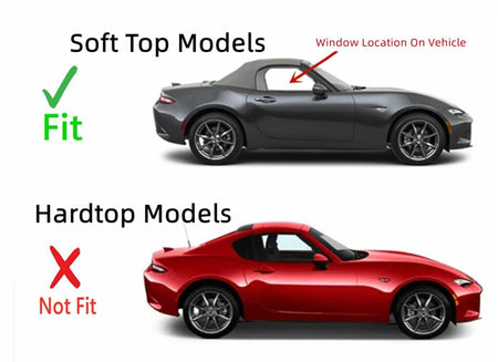 Passenger Right Side Door Window Door Glass Compatible with Mazda MX-5 Miata Soft Top 2016-2024 Models