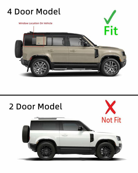 With Antenna Style Passenger Right Side Rear Quarter Window Quarter Glass Compatible with Land Rover Defender 90 / 110 / 130 2020-2025 4 Door Models