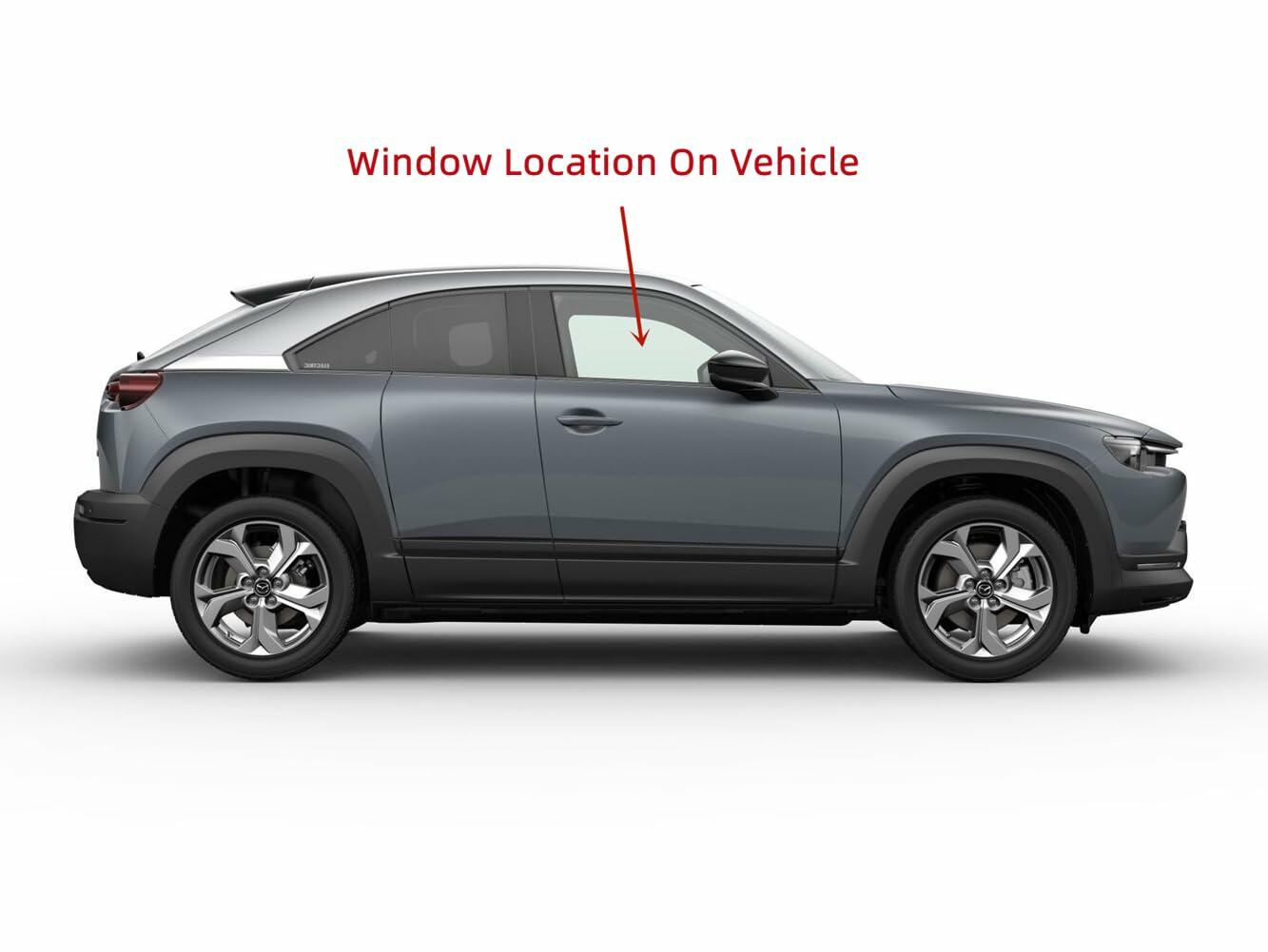 Tempered Passenger Right Side Front Door Window Door Glass Compatible with Mazda MX-30 EV 2022-2023 Models